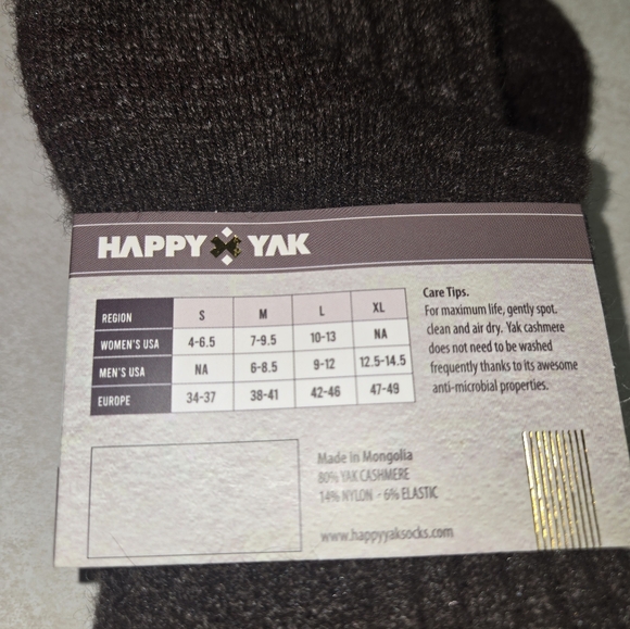 Happy Yak Cashmere Yak Brown Socks Size Large - Picture 4 of 14
